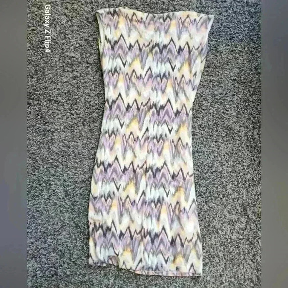 SLEEVELESS MULTICOLORED MIDI ROUCHED  DRESS - Picture 3 of 4